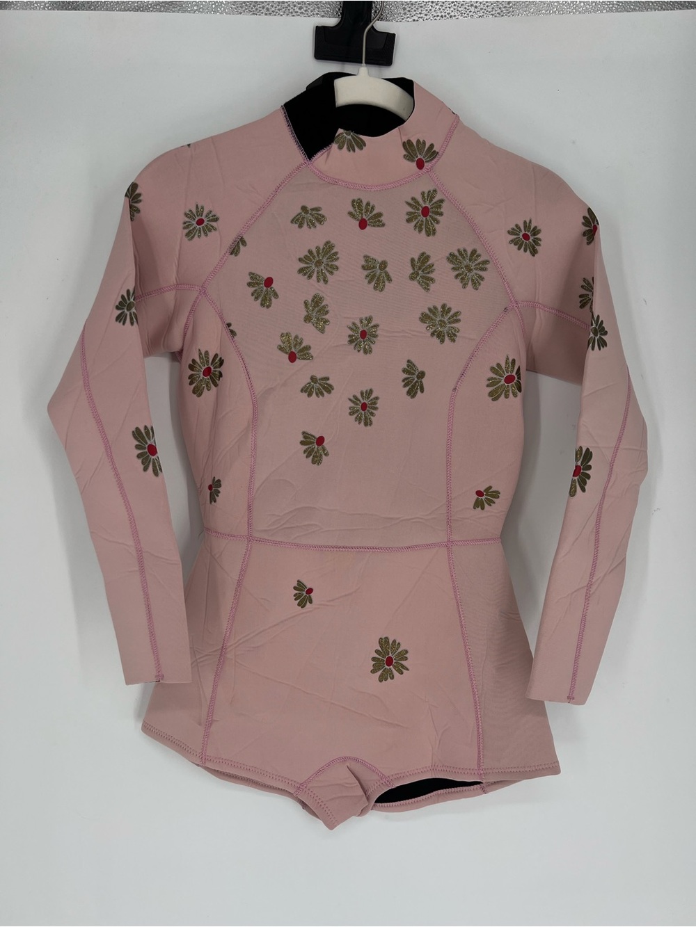 Cynthia Rowley Pink Surf Ocean Swim Rash Guard with Foil Flowers L NWT